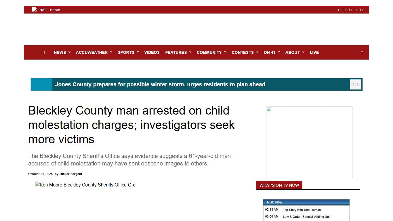 Bleckley County man arrested on child molestation charges; investigators seek more victims - 41NBC News WMGT-DT